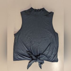 Lululemon tank top front tie high neck gray blue speckled white details